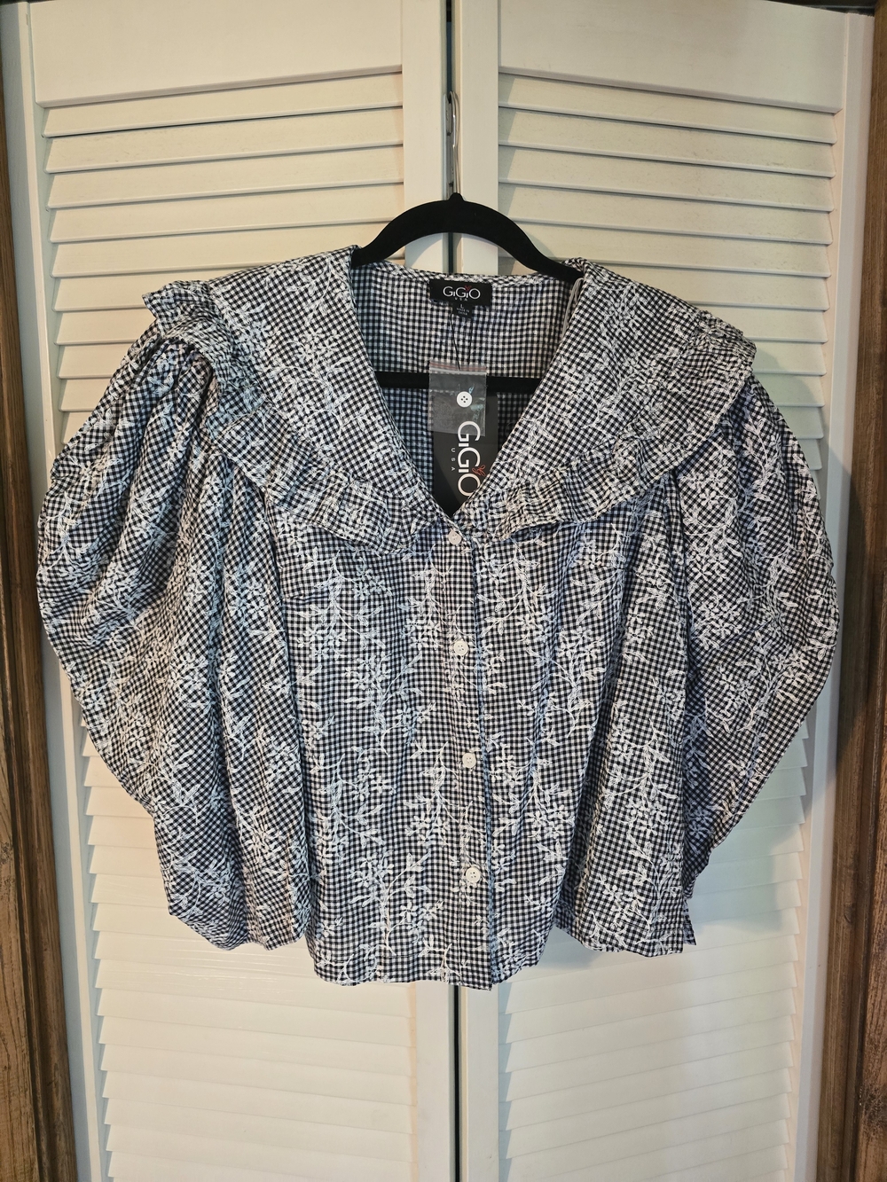 Gigio Gingham Peter Pan Collar Blouse
